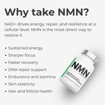 Pure NMN Supplement - 500mg Capsules