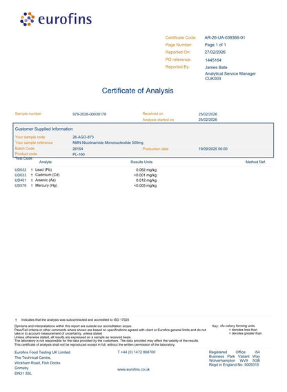 Pure NMN Supplement - 500mg Capsules