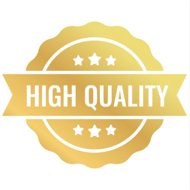 a golden High Quality Badge