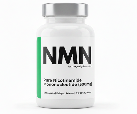 A bottle of our best selling NMN supplement on a white background