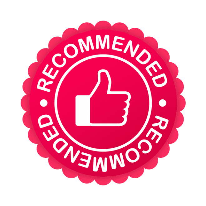 Our Recommended by Customers Badge in Red