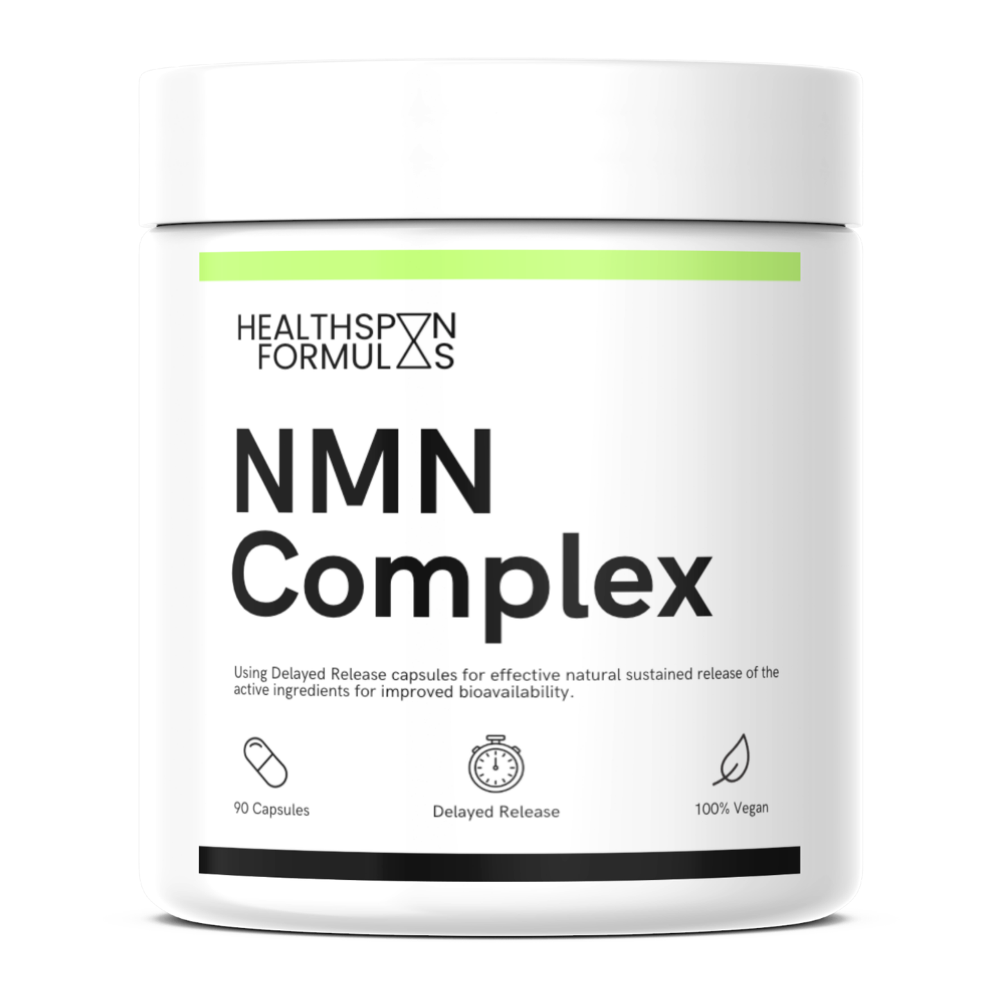 a bottle of our nmn, tmg and resveratrol supplement on a white background